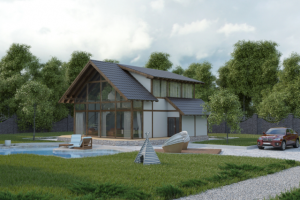 Дом с элементами стекла