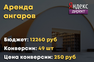 Яндекс Директ - Аренда и ангаров