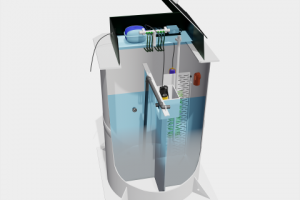 Септик Малахит в срезе с прозрачными перегородками