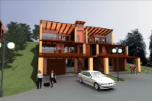 Дом на рельефе для турбазы