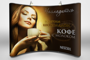 Дизайн мобильного выставочного стенда, пресс волл, press wall