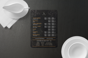 Меню кофейни