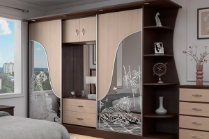 Шкаф-купе визуализация в интерьере, с моим дизайном дверей