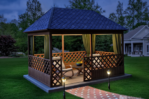 Фотопривязка беседки, вечерняя визуализация