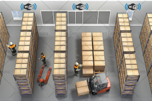 3D иллюстрация, зона WI-FI - склад