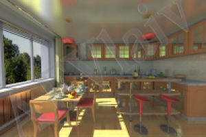 Кухня-столовая с барной стойкой