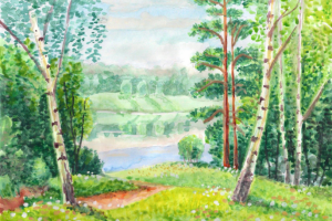 Пейзаж акварелью №1