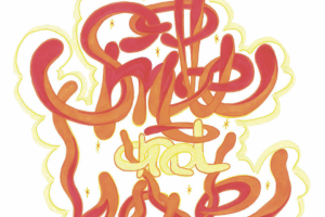 Fiery red-orange motivation banner - Smile and wave