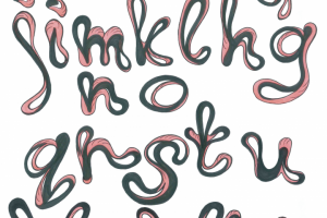 Soft rounded black and pink font with long curved loops