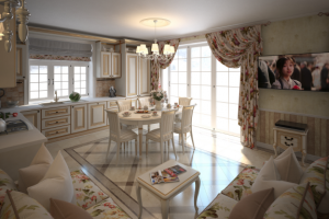 Гостиная и Кухня.