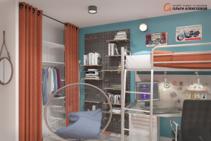 Дизайн и визуализация комнаты для подростка