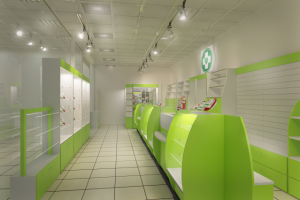 Разработка схемы и оформление аптеки "Фармед"г.Калининград.