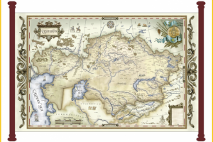 Современная карта Казахстана в стилистике VII века