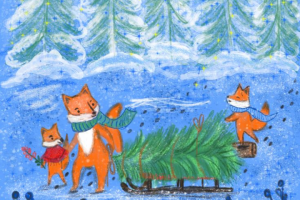 семья лисят