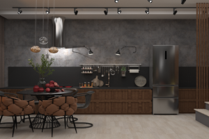 Визуализация кухни гостиной  в частном доме (Красная поляна)