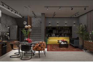 Визуализация кухни гостиной  в частном доме (Красная поляна)