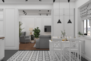 Дизайн кухни-гостиной в скандинавском стиле