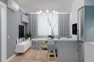 Визуализация кухни гостиной