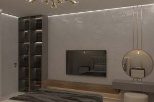 Визуализация спальни в квартире 80 м2