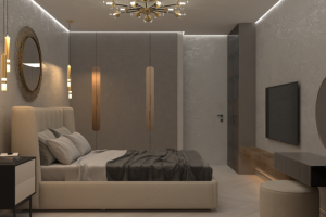 Визуализация спальни в квартире 80 м2