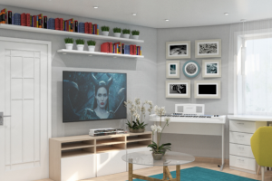 Комнату разграничиваем на зону спальни и гостиной