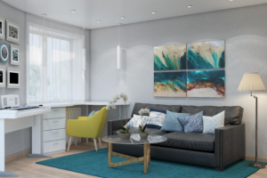 Комнату разграничиваем на зону спальни и гостиной