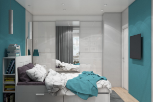 Комнату разграничиваем на зону спальни и гостиной