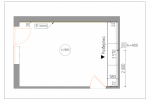 Визуализация встроенного шкафа с размерами (планировка)