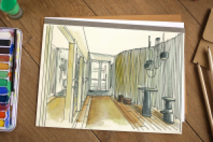 Скетч интерьера ресторана "Park cafe" в Новосибирске