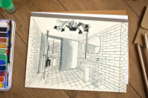 Скетч интерьера ресторана "Park cafe" в Новосибирске