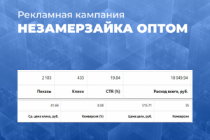 Кампания Яндекс.Директ Незамерзайка оптом