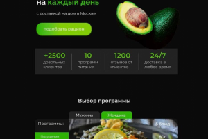 Разработка лендинга для компании правильного питания