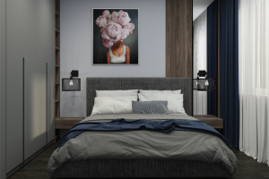 Дизайн проект квартиры 60 кв.м в ЖК "Кутузов град"-спальня