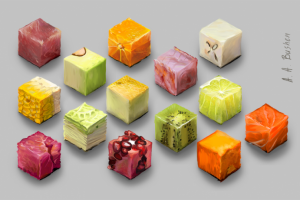 кубики текстуры еды