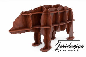 Дизайн макета для резки мебели в виде медведя