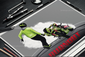 Винилография Burnout. Мотоцикл в векторе