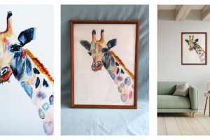 Рисунок акварельными красками "Жираф"