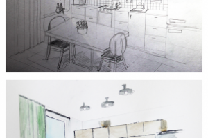 Эскиз интерьера кухни