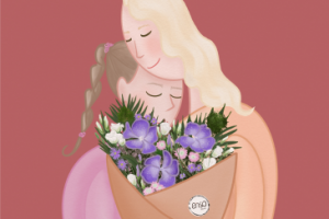 Открытка к букету ко Дню мамы