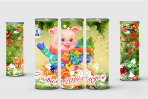 Новогодняя упаковка  в форме тубуса