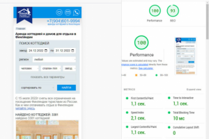 Быстродействие сайта 100 из 100 по Google Lighthouse