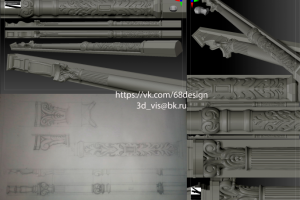 Эскизы и 3d модель колонны