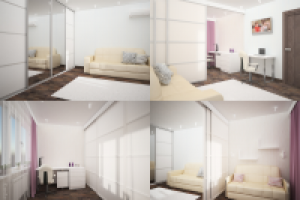 Зонирование комнаты раздвижной перегородкой. 24м2