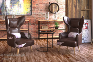 моделирование кресла и визуализация в интерьере