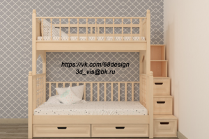 Дизайн и Визуализация двухьярусной кровати
