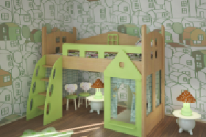 дизайн и визуализация детской кроватки "Теремок"