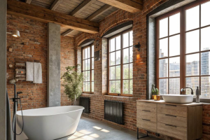 Дизайн ванной комнаты в стиле лофт