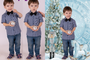 Подкорректировала и вписала голову с улыбкой к фигуре с др.кадра