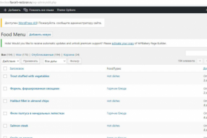 Меню для сайта ресторана (вордпресс)