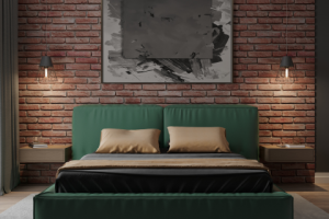 Визуализация спальни в стиле лофт